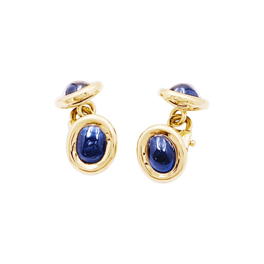 Boutons de manchette CARTIER en or jaune et saphirs - Castafiore