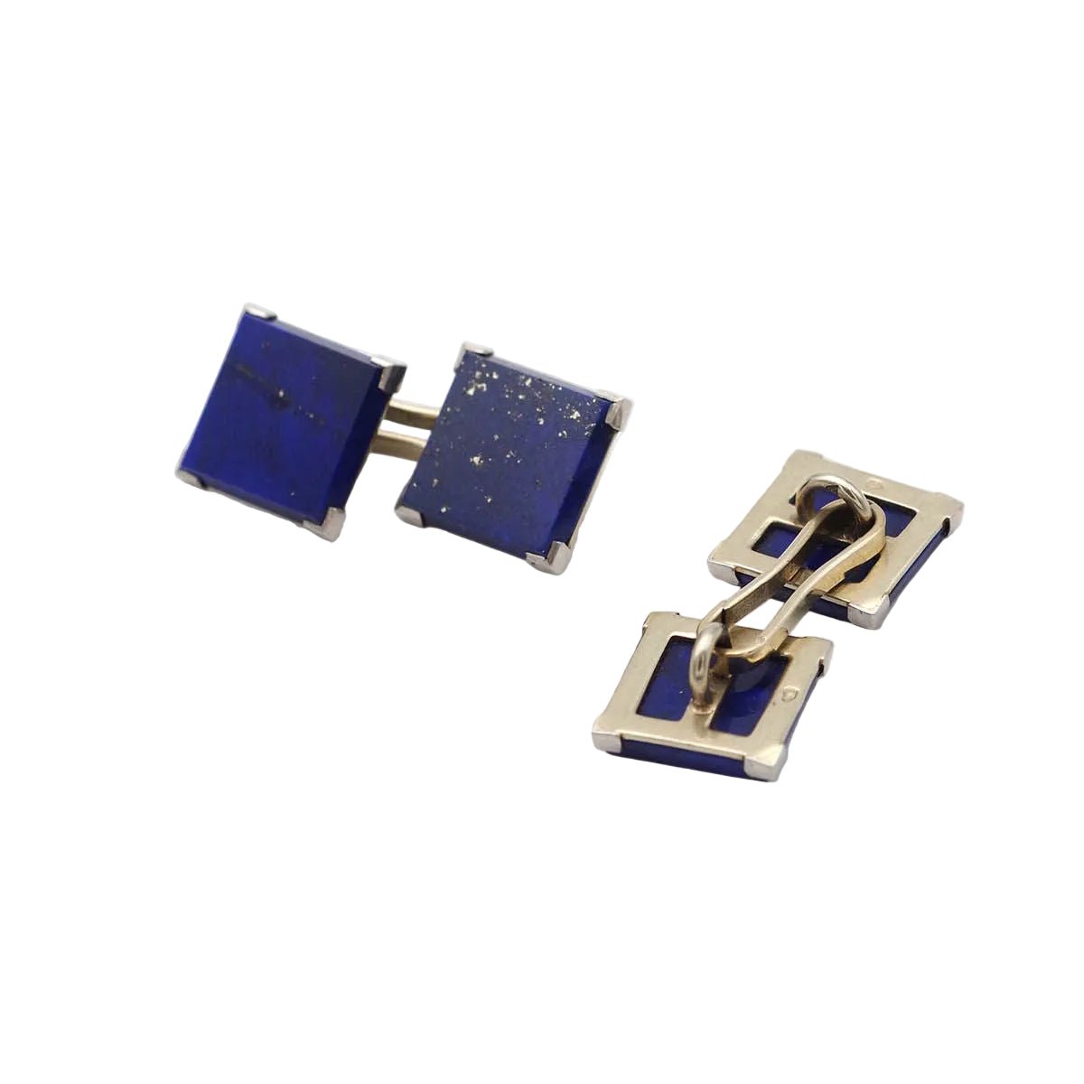 Boutons de manchette en or blanc et lapis - lazuli - Castafiore