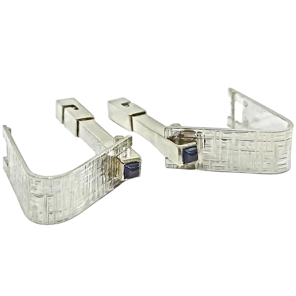 Boutons de manchette en or blanc et saphirs - Castafiore