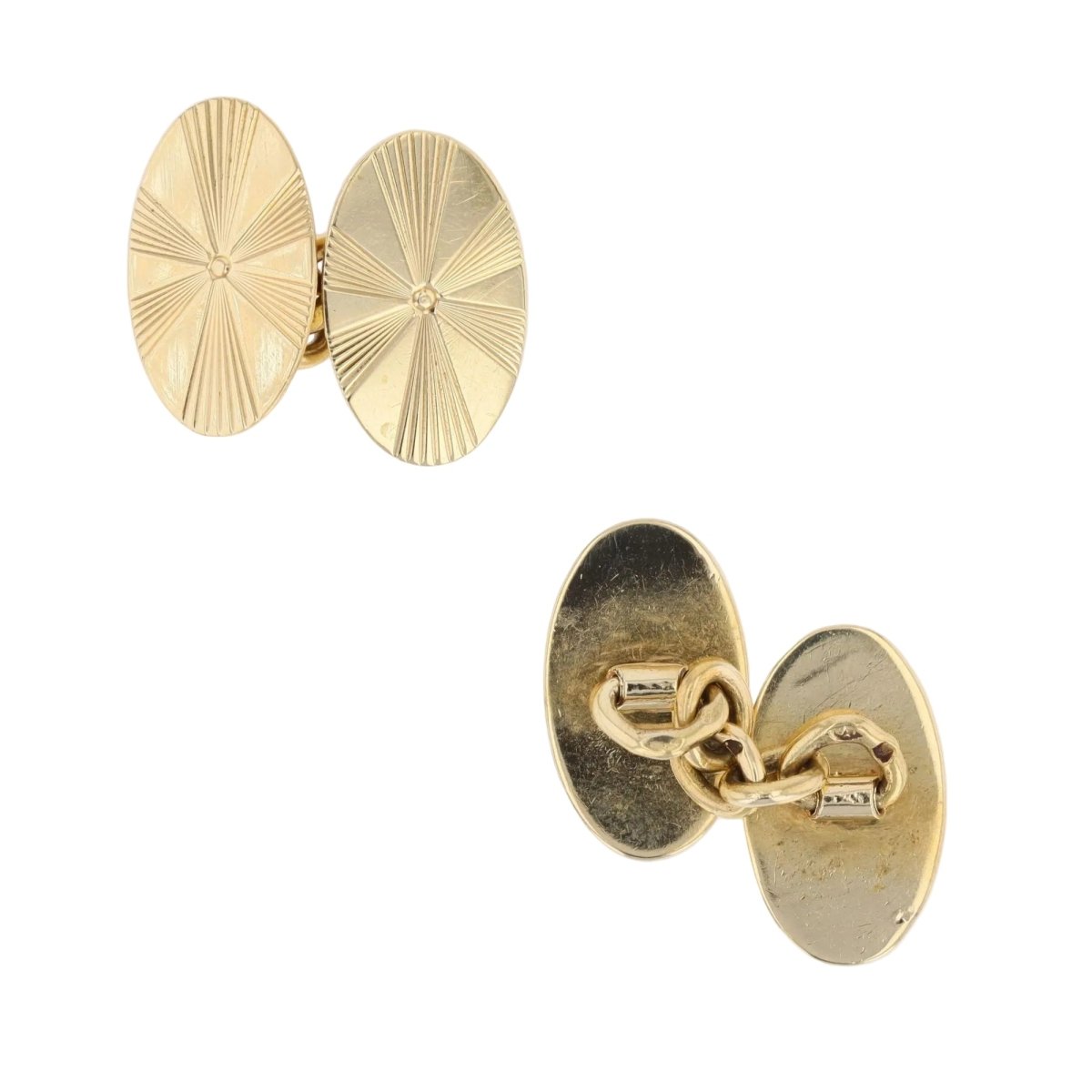 Cufflinks yellow gold radiant chased oval