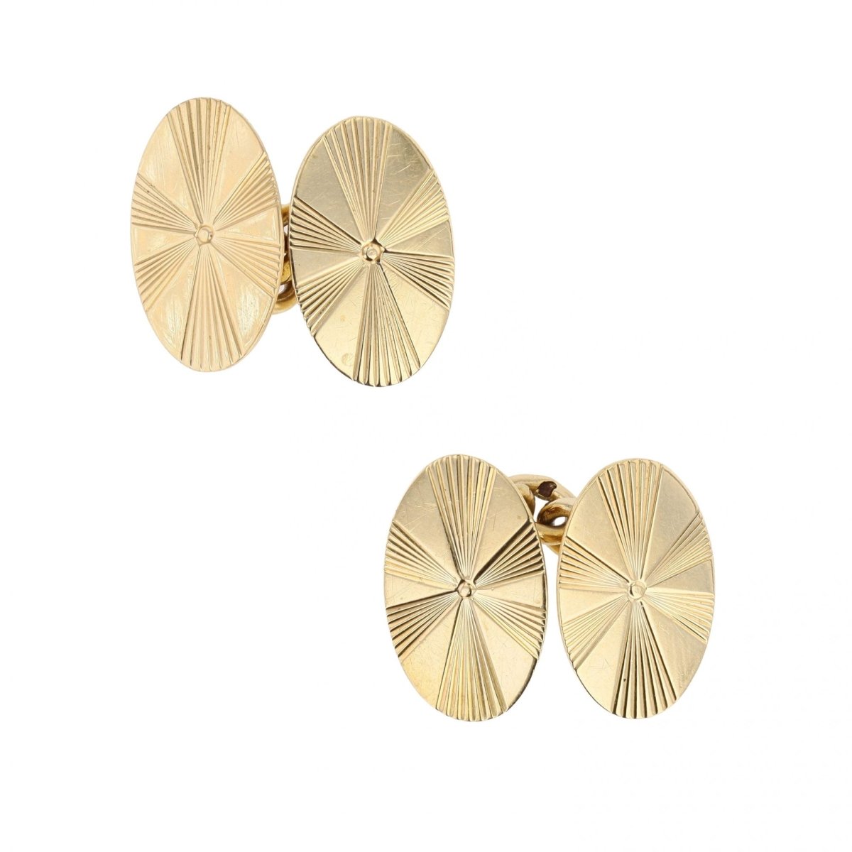 Cufflinks yellow gold radiant chased oval