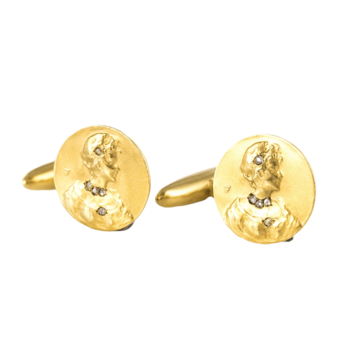 Boutons de manchette en or jaune et diamants - Castafiore