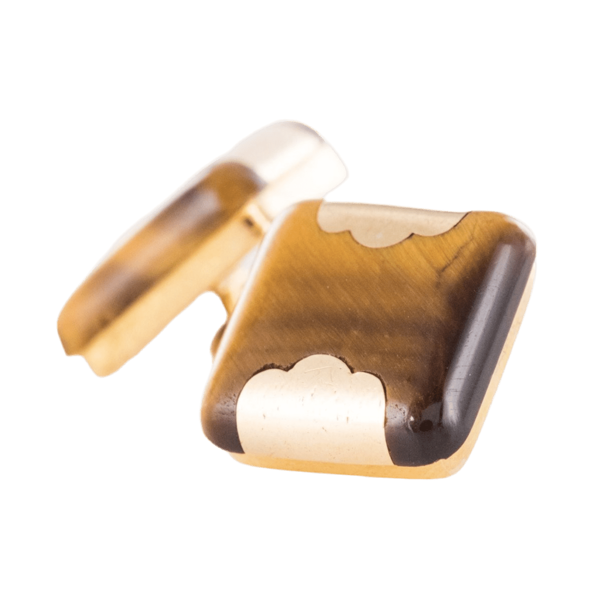 Boutons de manchette en or jaune et oeil de tigre - Castafiore