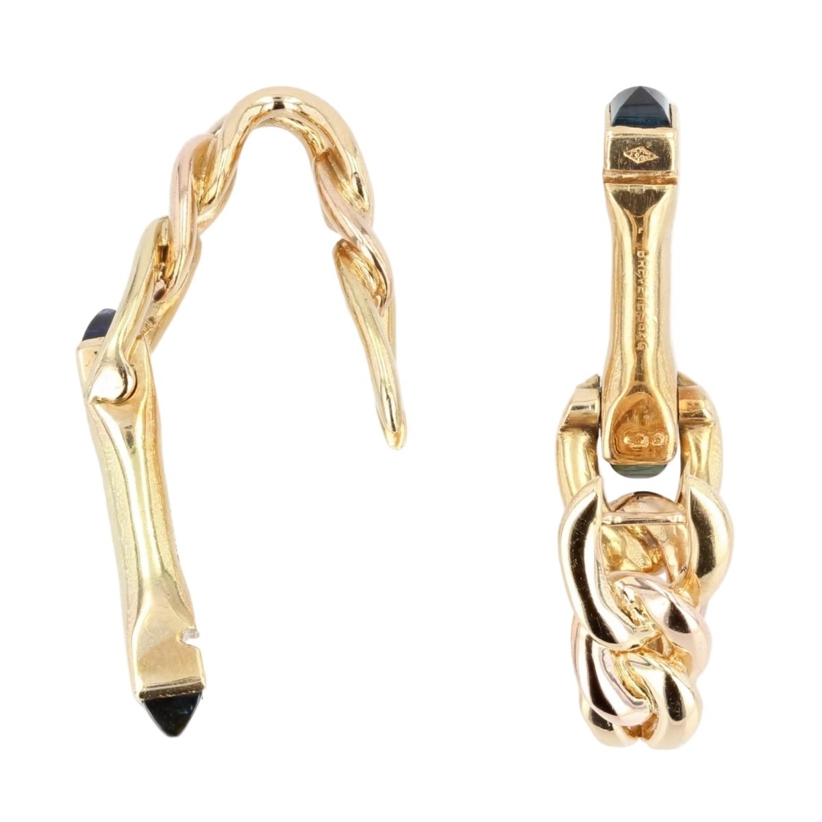 Boutons de manchette en or jaune et saphirs - Castafiore