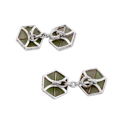 Boutons de manchette en platine et jade - Castafiore