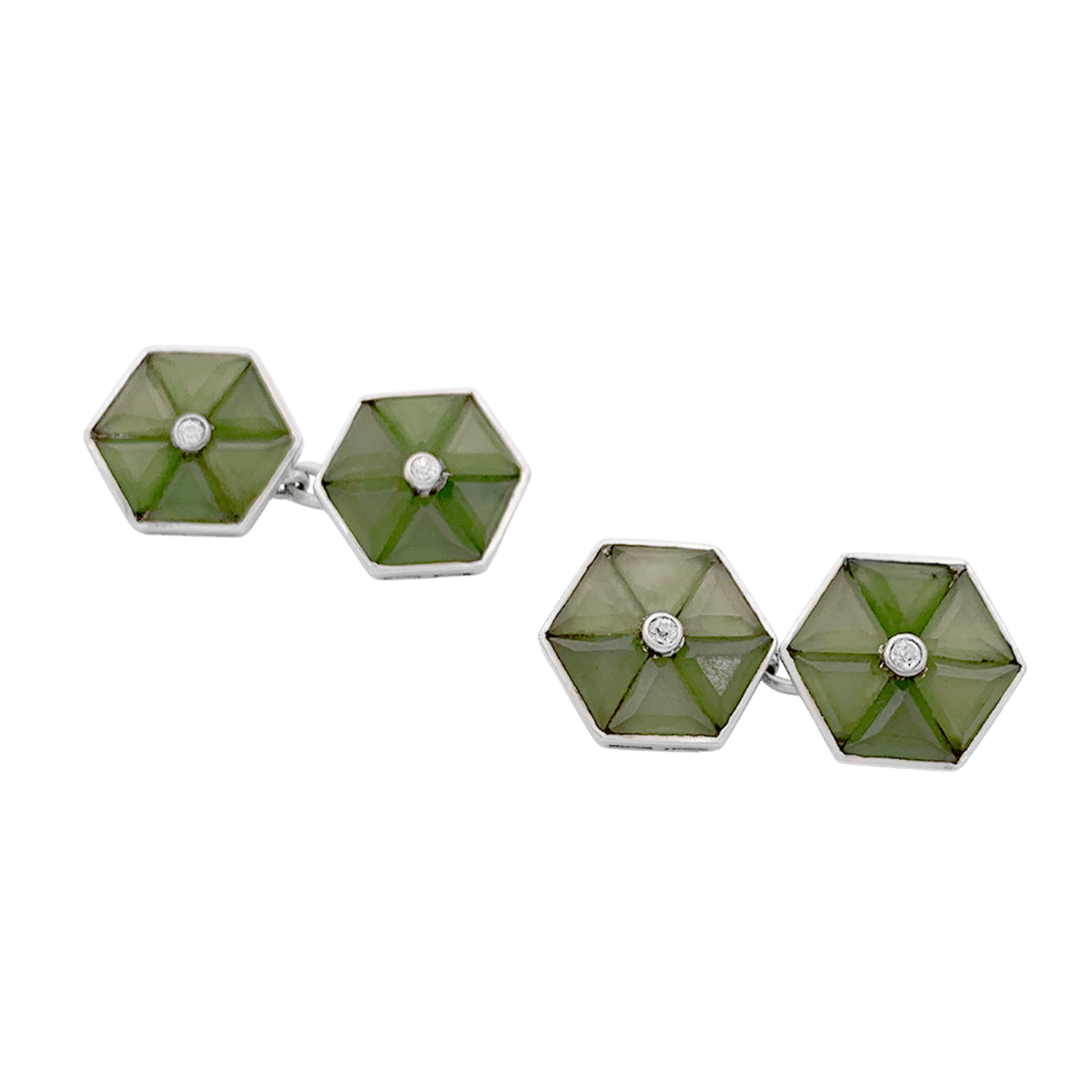 Boutons de manchette en platine et jade - Castafiore