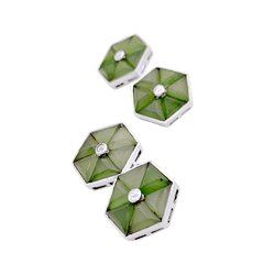 Boutons de manchette en platine et jade - Castafiore