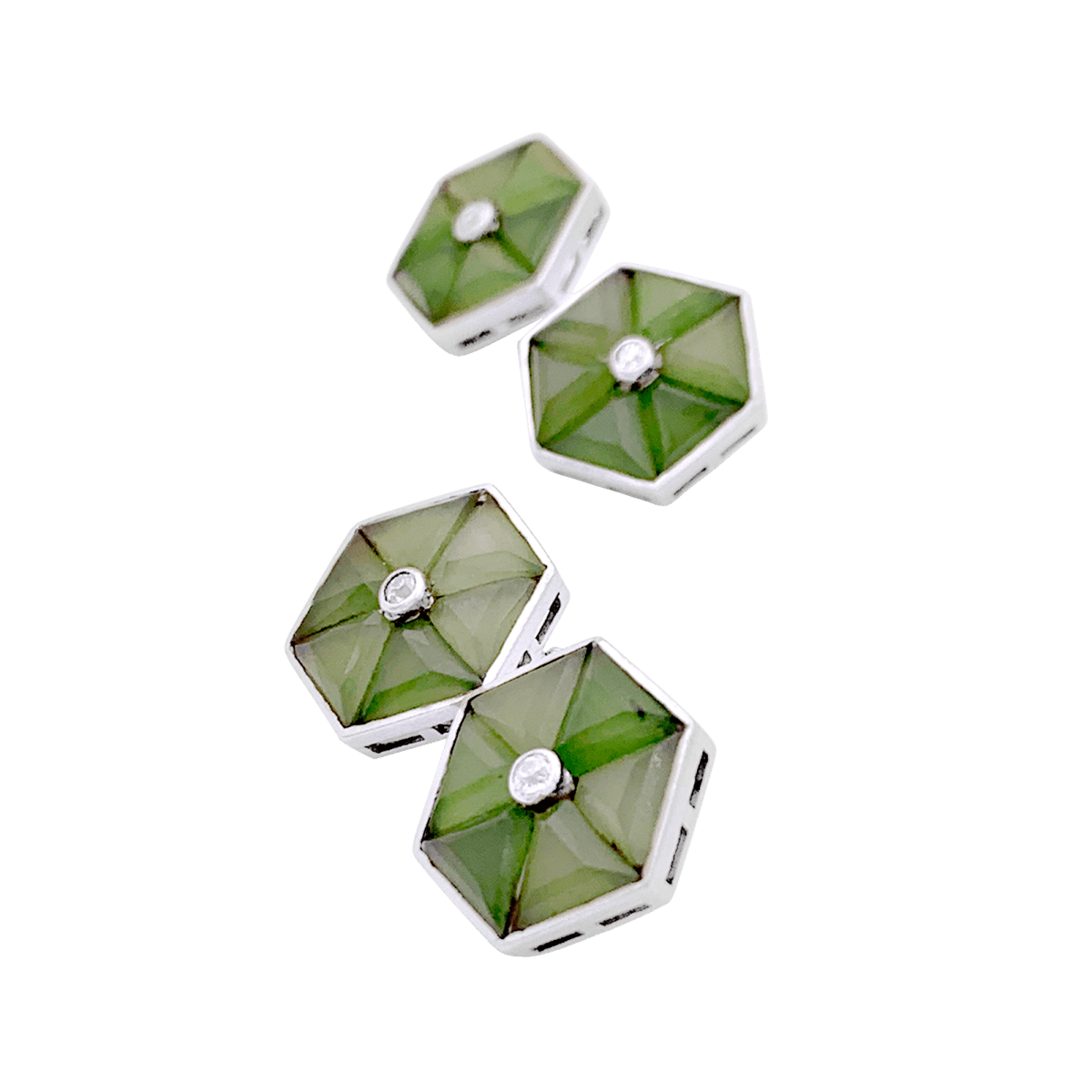 Boutons de manchette en platine et jade - Castafiore