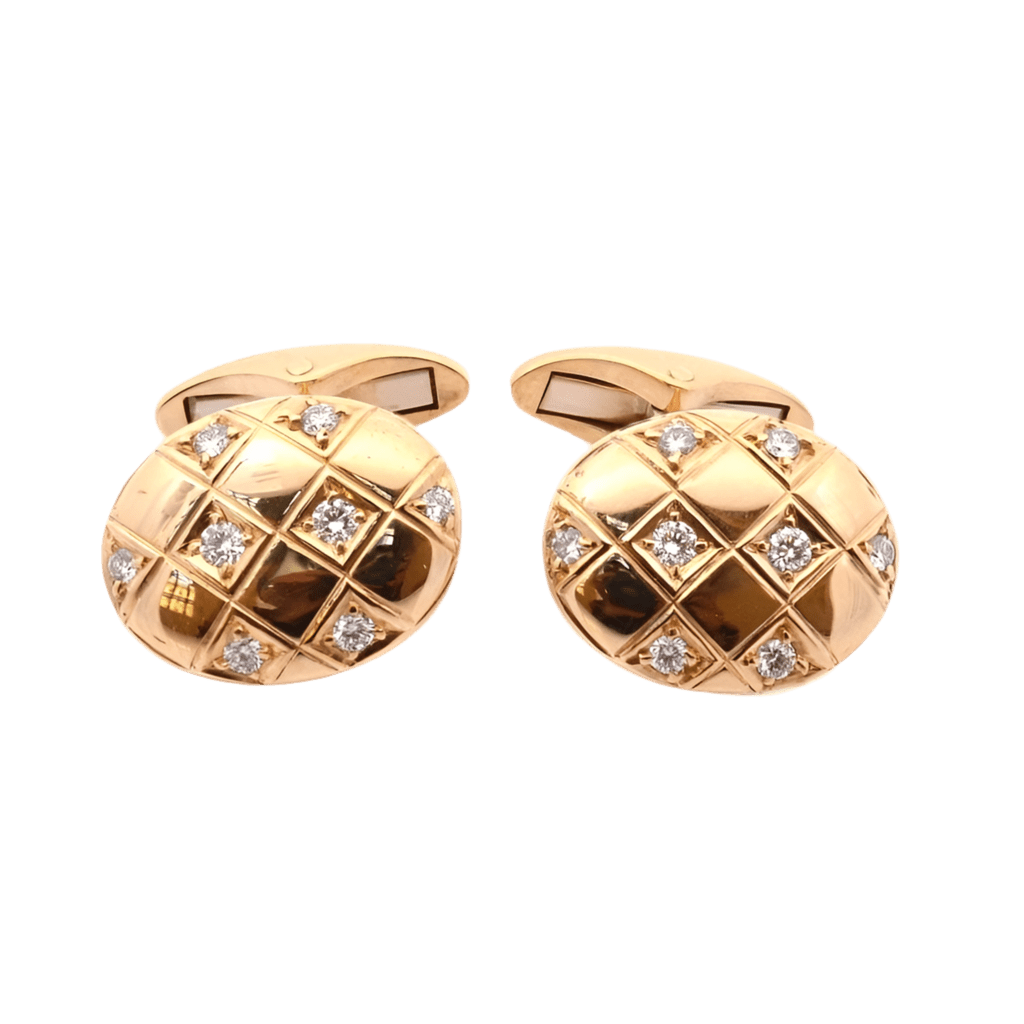 Boutons de manchette FRED en or jaune et diamants - Castafiore