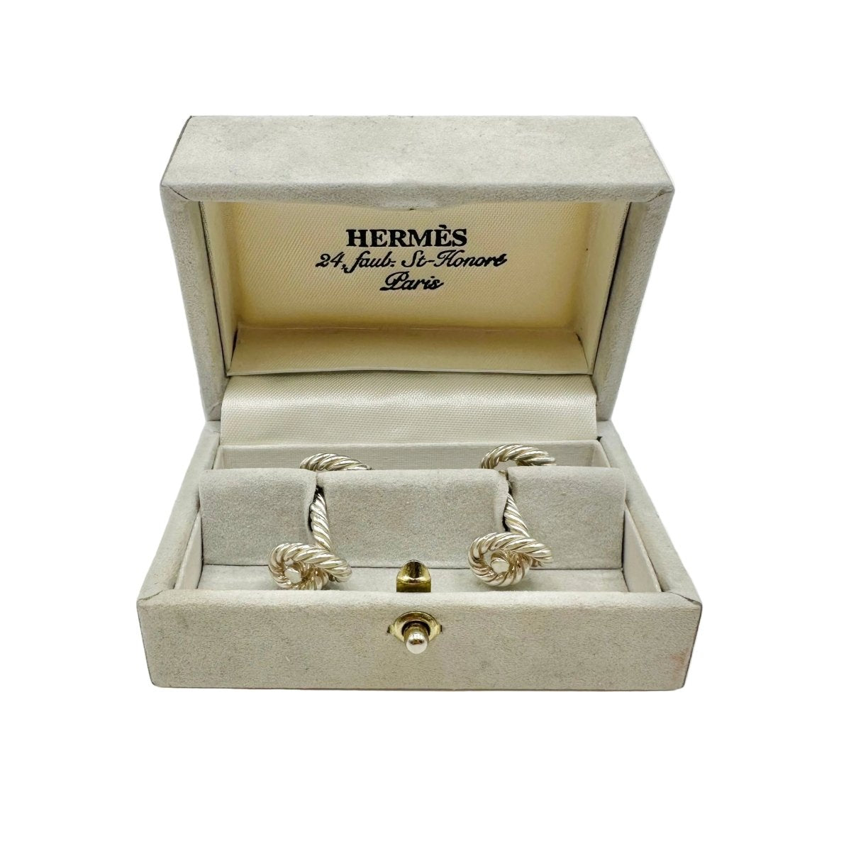 Boutons de manchette HERMÈS "Noeuds" en argent - Castafiore