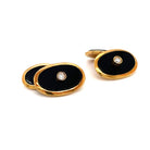 Boutons de manchette italiens Leo Lace Onyx Diamond Gold - Castafiore