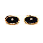 Boutons de manchette italiens Leo Lace Onyx Diamond Gold - Castafiore