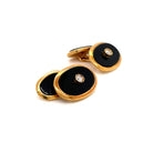 Boutons de manchette italiens Leo Lace Onyx Diamond Gold - Castafiore