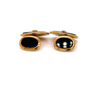 Boutons de manchette italiens Leo Lace Onyx Diamond Gold - Castafiore