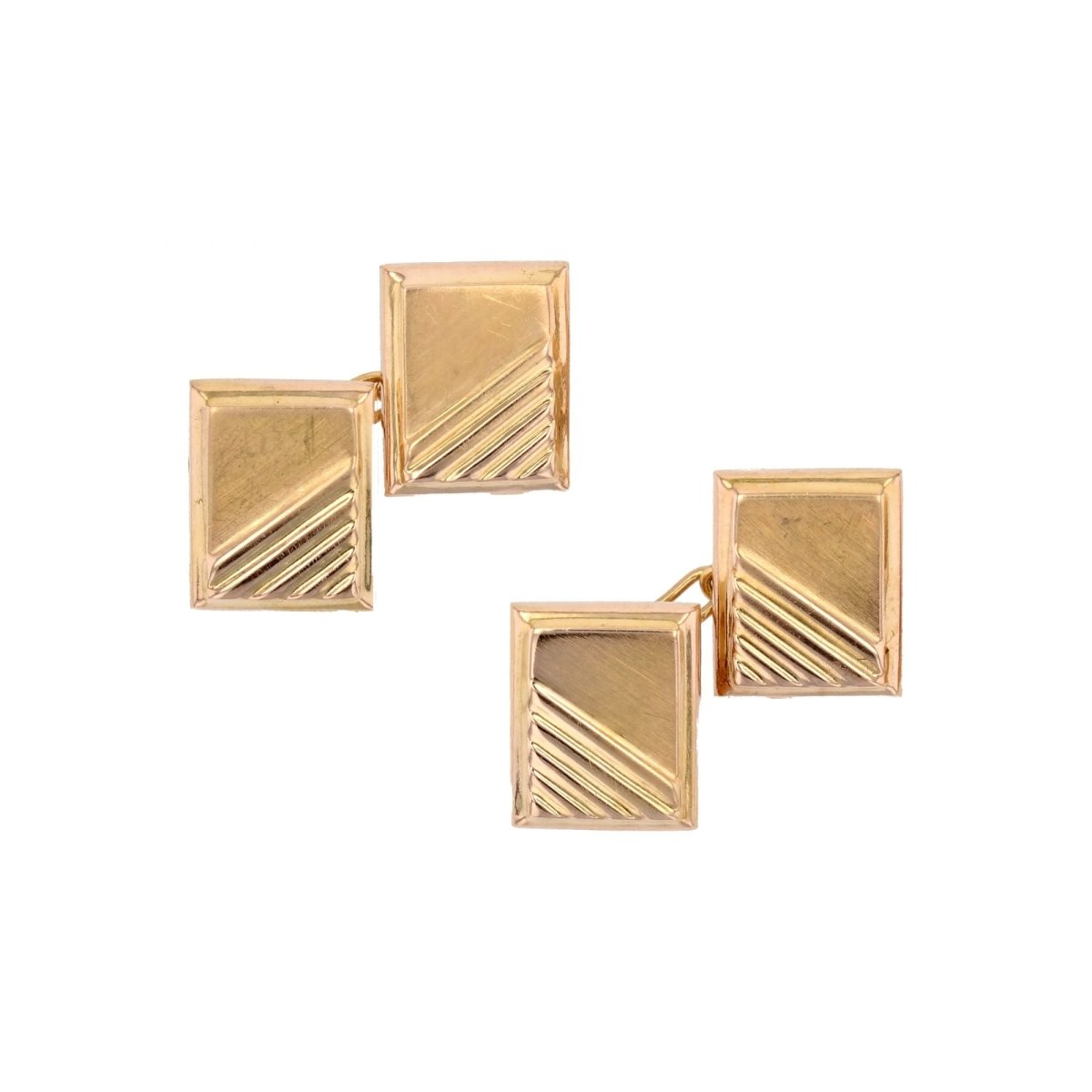 Boutons de manchette rectangulaires en or jaune - Castafiore