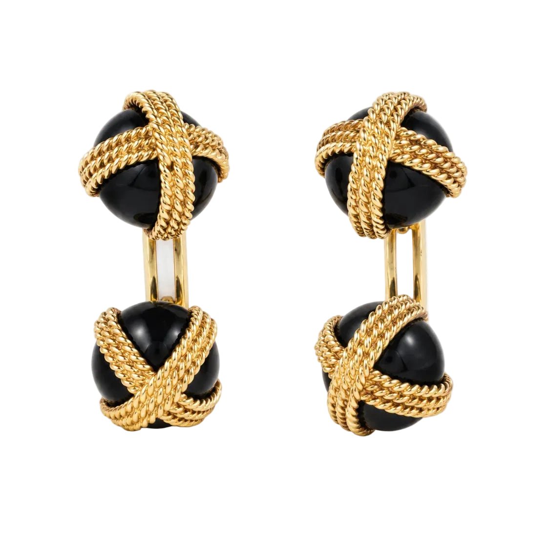 Boutons de manchette VAN CLEEF & ARPELS en or jaune et onyx - Castafiore