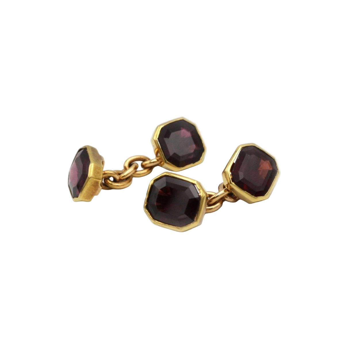 Boutons de manchettes en or jaune et grenats - Castafiore