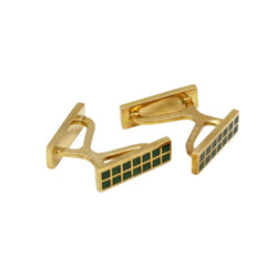 Boutons de Manchettes HERMES en or jaune et émail vert - Castafiore