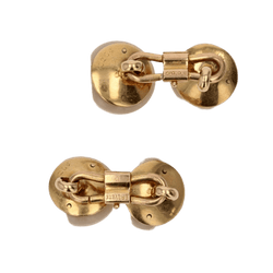 Boutons de manchettes LÉON DEVOS en or jaune, nacre, perle et diamants - Castafiore