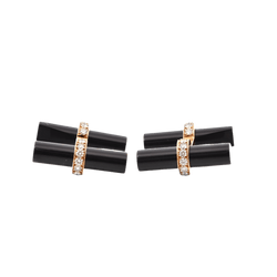 Bouttons de manchette VAN CLEEF & ARPELS en or jaune, onyx et diamants - Castafiore