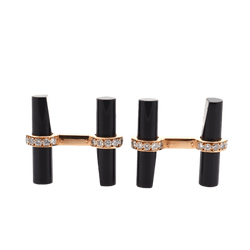 Bouttons de manchette VAN CLEEF & ARPELS en or jaune, onyx et diamants - Castafiore