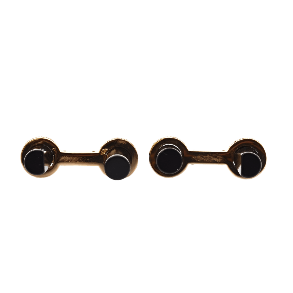 Bouttons de manchette VAN CLEEF & ARPELS en or jaune, onyx et diamants - Castafiore