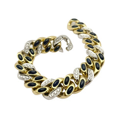 Bracciale oro 18KT con diamanti naturali e pietre blu, firmato POMELLATO. - Castafiore