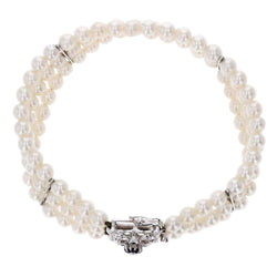 Bracelet 3 rangs de perles et son fermoir en or blanc - Castafiore