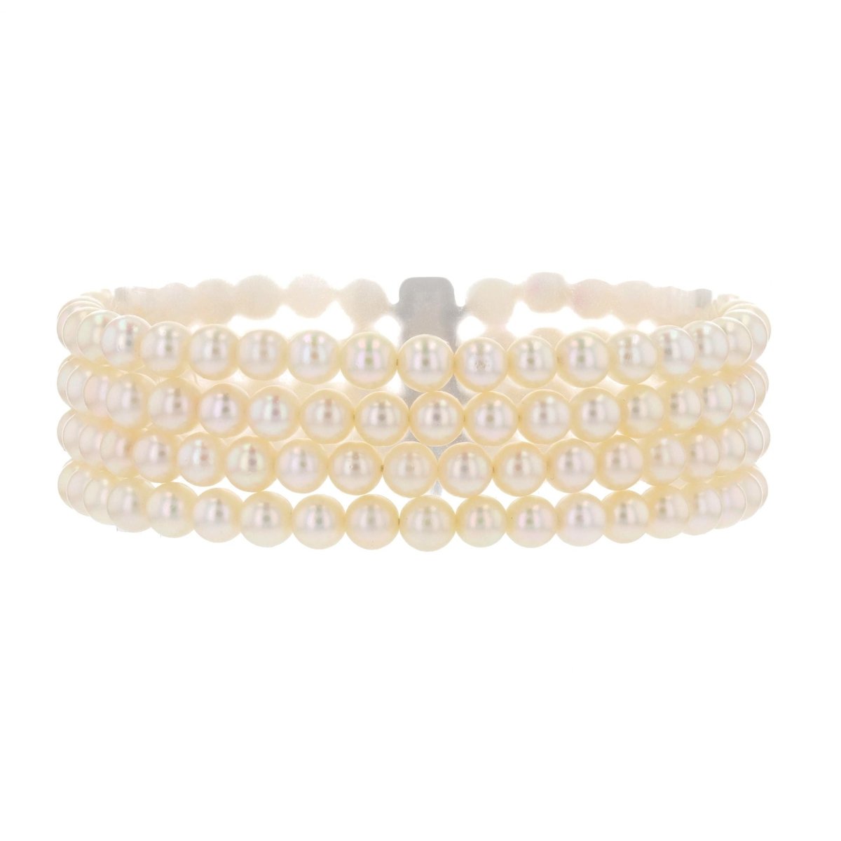 Bracelet 4 rangs en or blanc et perles de culture - Castafiore
