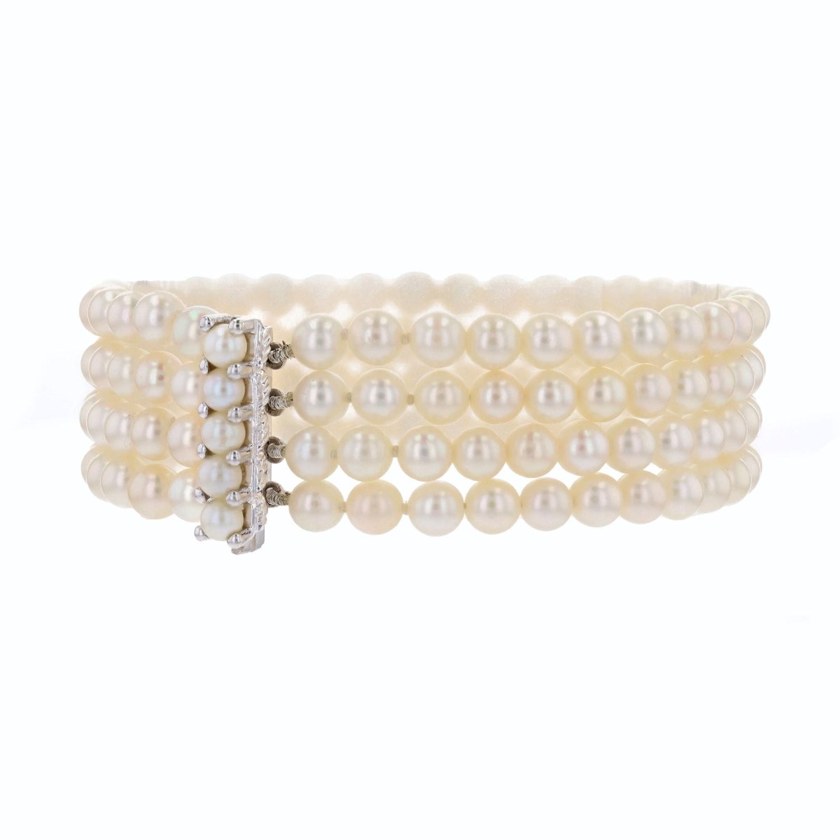 Bracelet 4 rangs en or blanc et perles de culture - Castafiore