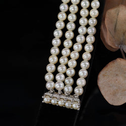 Bracelet 4 rangs en or blanc et perles de culture - Castafiore