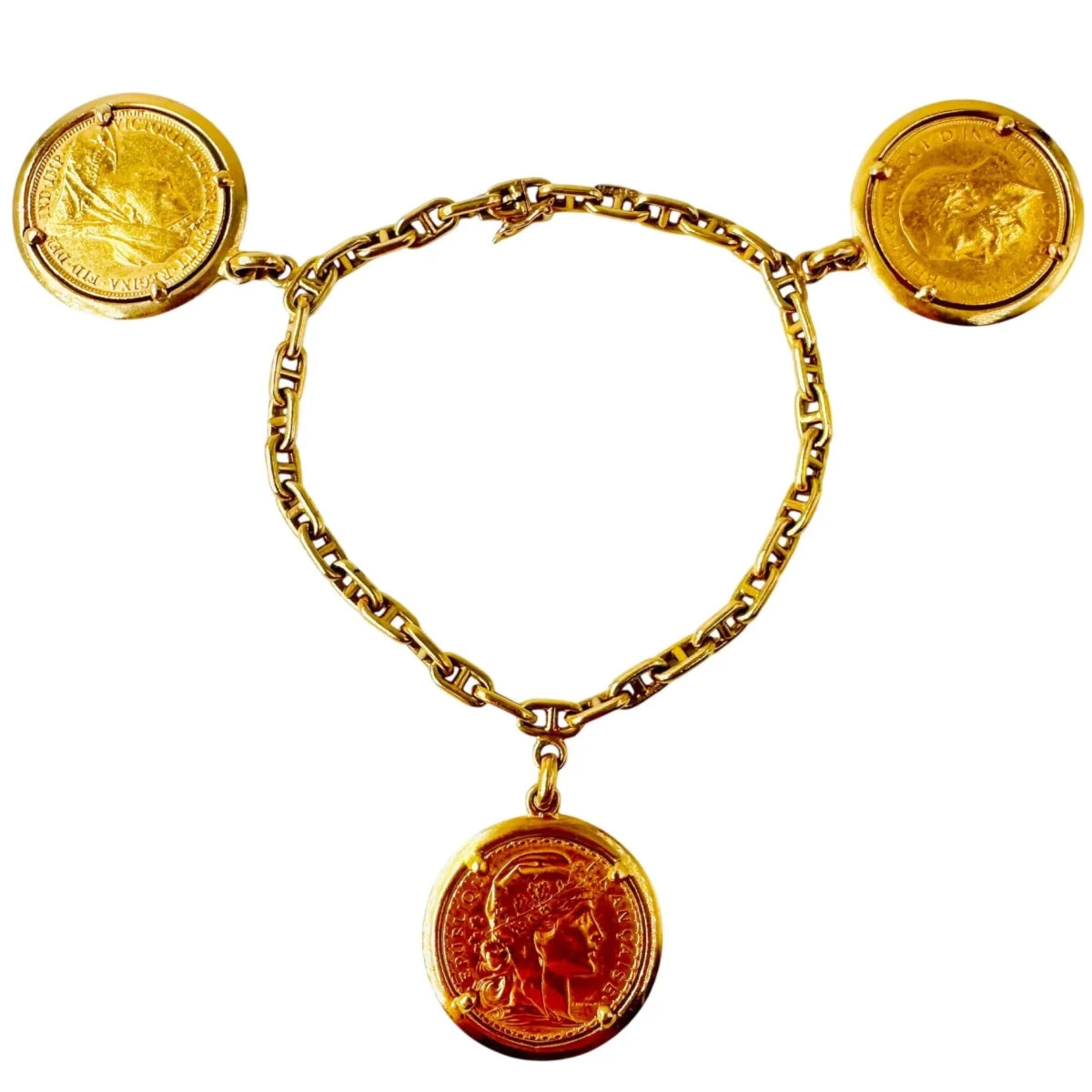 Bracelet à Breloques HERMÈS "Chaîne d'ancre" en or jaune - Castafiore