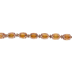 Bracelet à maillons en or rose avec diamant Padparadsha naturel de 16 CTW - Castafiore