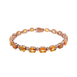 Bracelet à maillons en or rose avec diamant Padparadsha naturel de 16 CTW - Castafiore