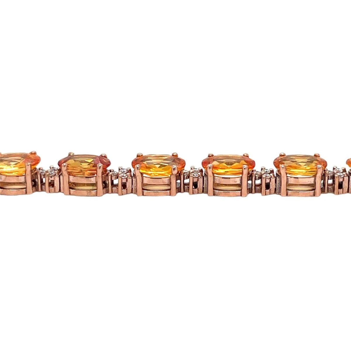 Bracelet à maillons en or rose avec diamant Padparadsha naturel de 16 CTW - Castafiore