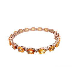 Bracelet à maillons en or rose avec diamant Padparadsha naturel de 16 CTW - Castafiore