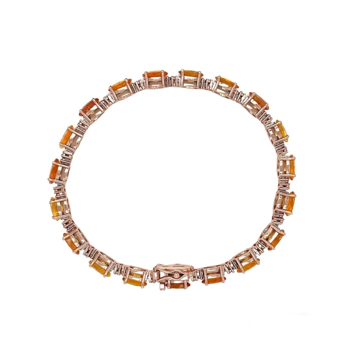 Bracelet à maillons en or rose avec diamant Padparadsha naturel de 16 CTW - Castafiore