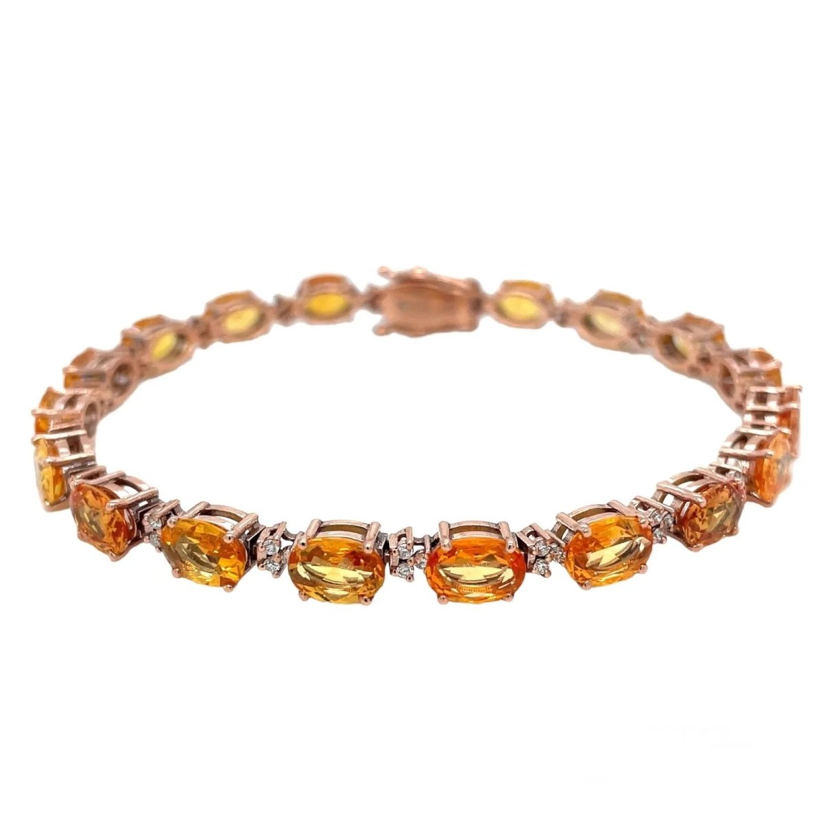 Bracelet à maillons en or rose avec diamant Padparadsha naturel de 16 CTW - Castafiore