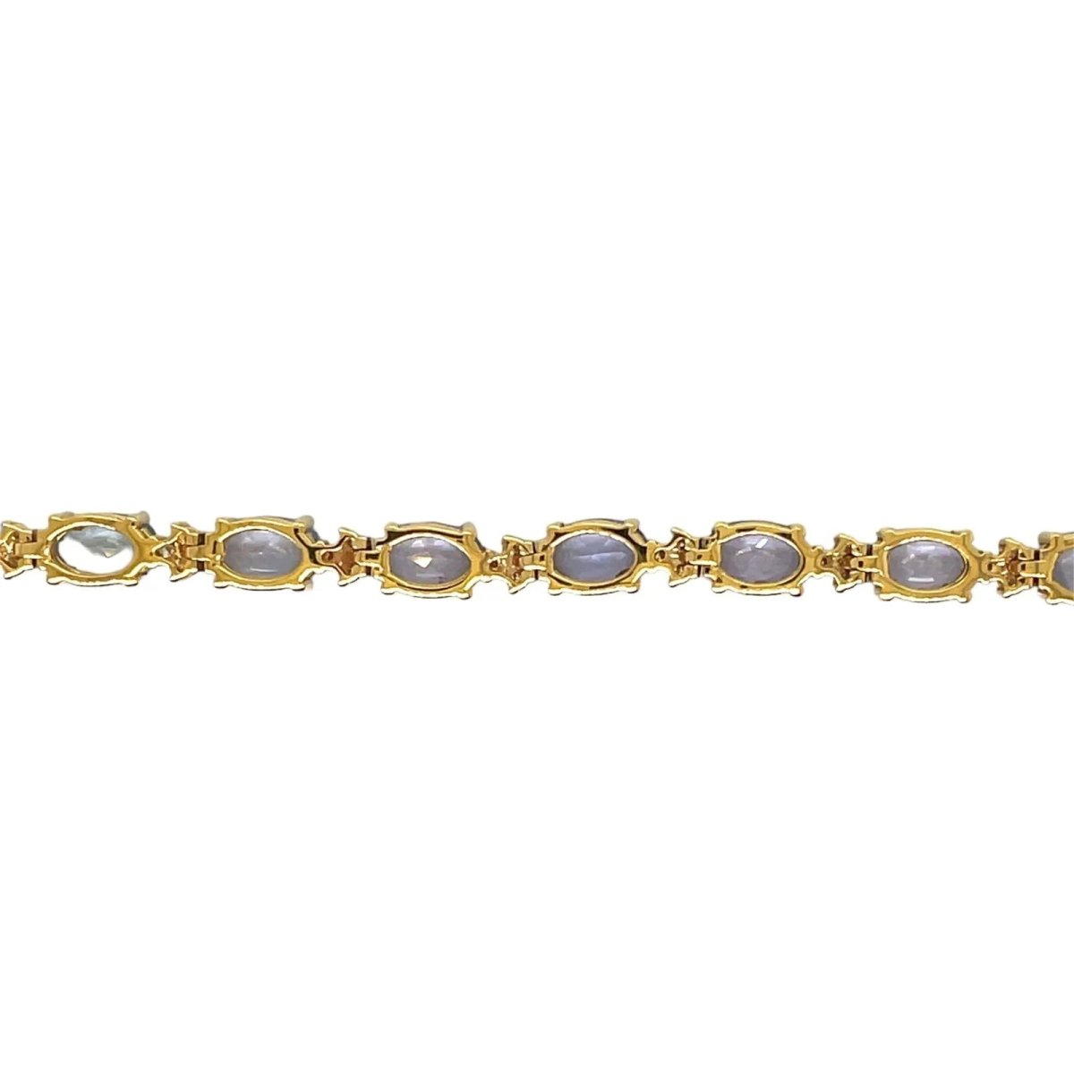 Bracelet à maillons en or rose avec saphir bleu clair et diamant CTW 14 - Castafiore