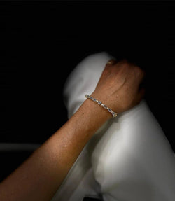 Bracelet à maillons en or rose avec saphir bleu clair et diamant CTW 14 - Castafiore