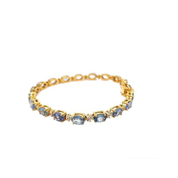 Bracelet à maillons en or rose avec saphir bleu clair et diamant CTW 14 - Castafiore