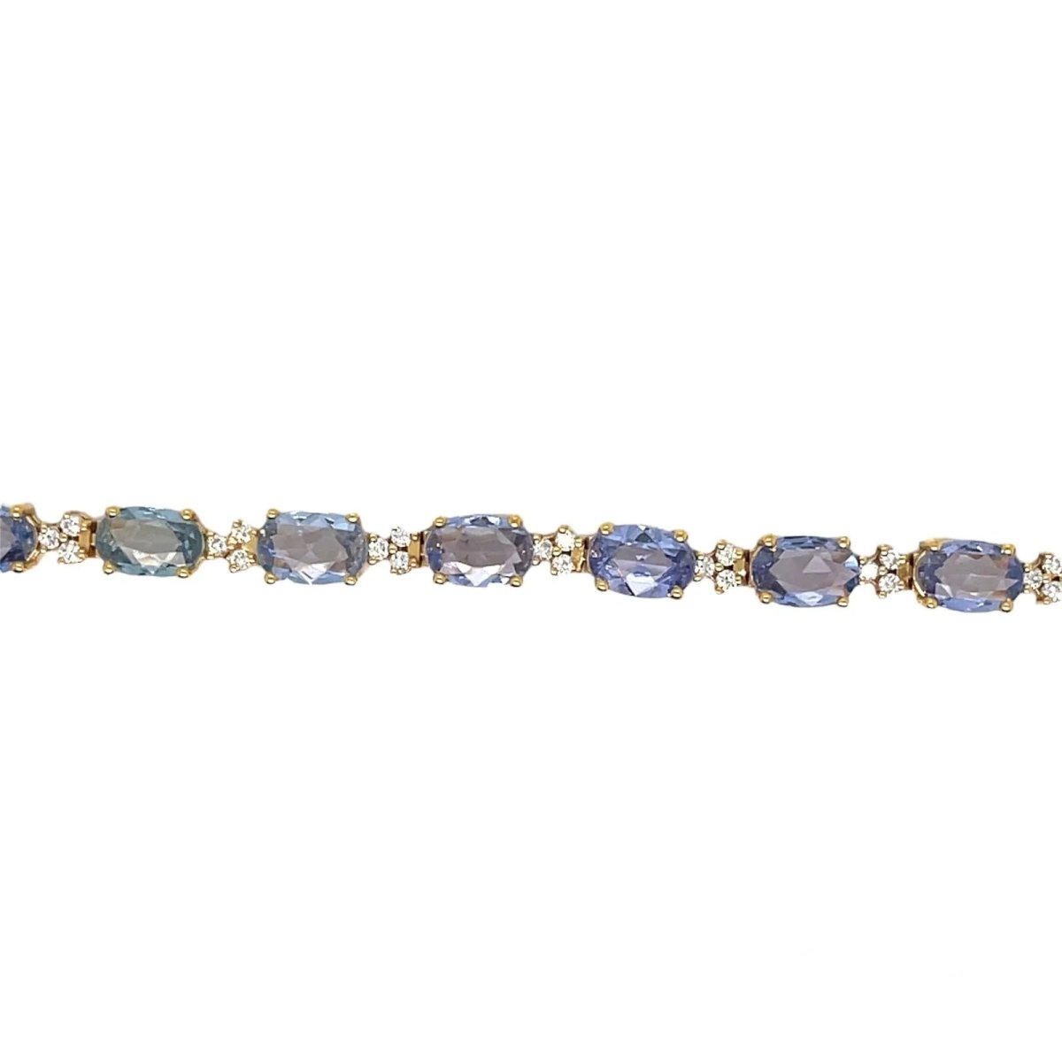 Bracelet à maillons en or rose avec saphir bleu clair et diamant CTW 14 - Castafiore
