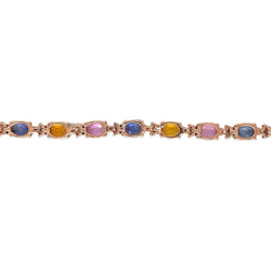 Bracelet à maillons en or rose avec saphir multicolore et diamant CTW 11 - Castafiore