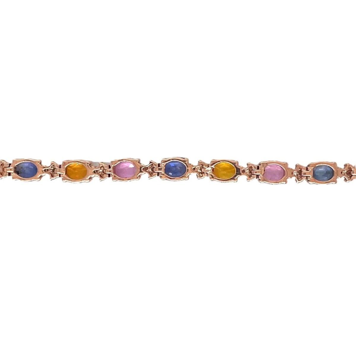 Bracelet à maillons en or rose avec saphir multicolore et diamant CTW 11 - Castafiore