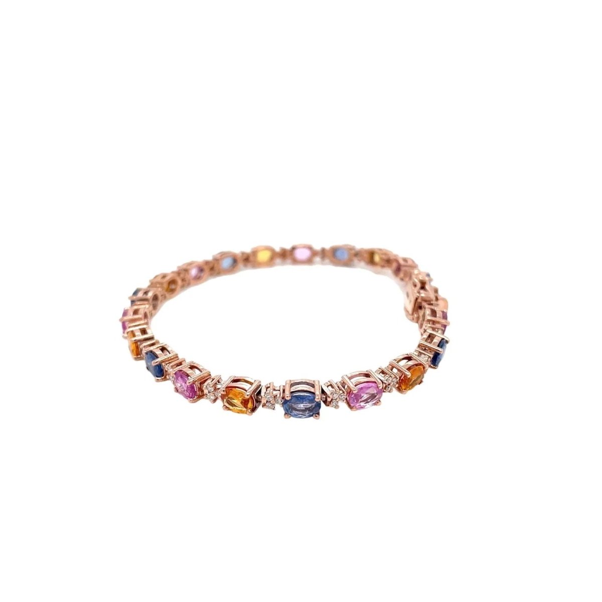 Bracelet à maillons en or rose avec saphir multicolore et diamant CTW 11 - Castafiore