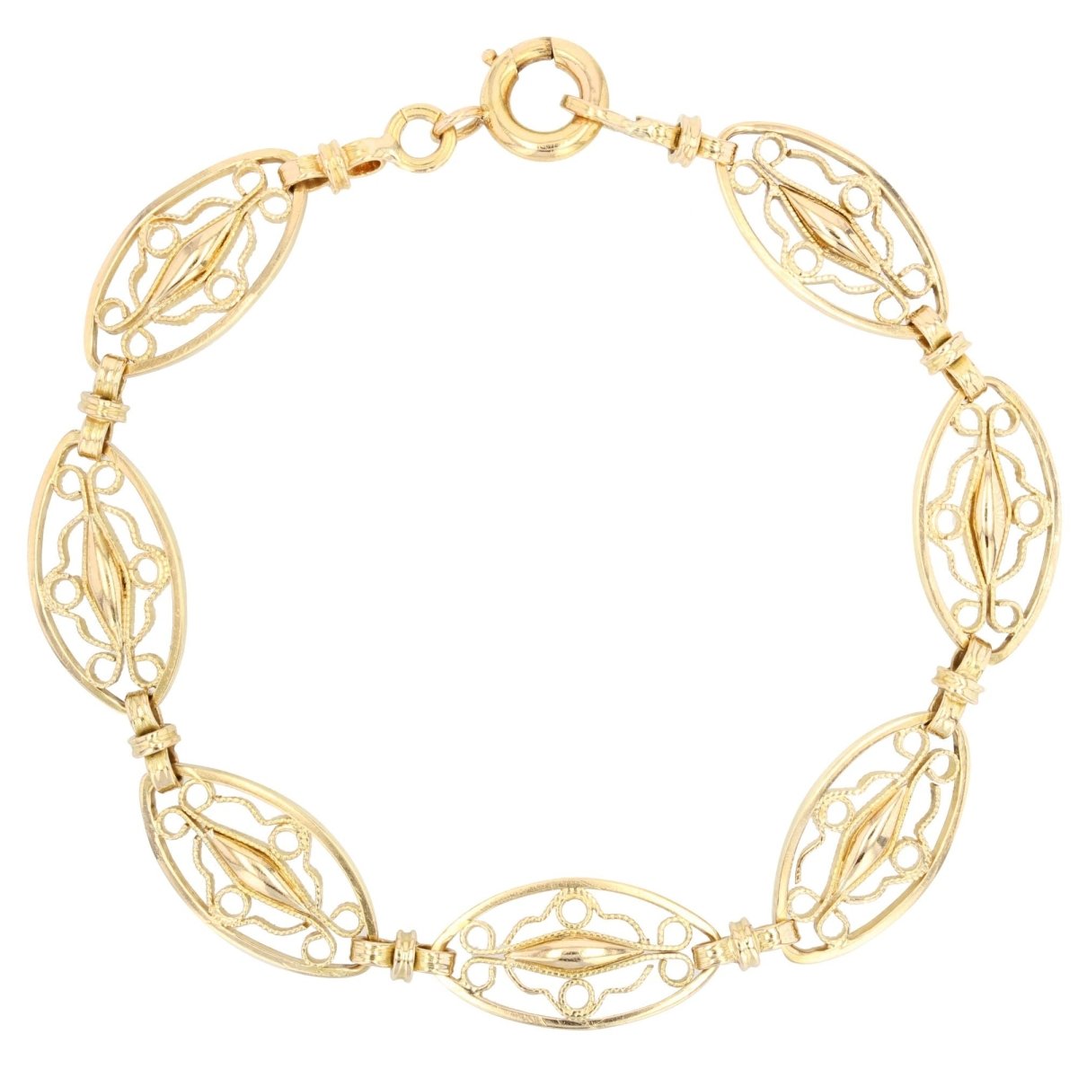 Bracelet à maillons filigranés en or jaune - Castafiore