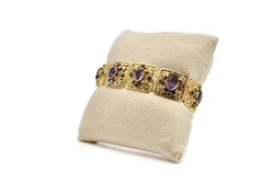 Bracelet ancien améthystes et turquoises - Castafiore