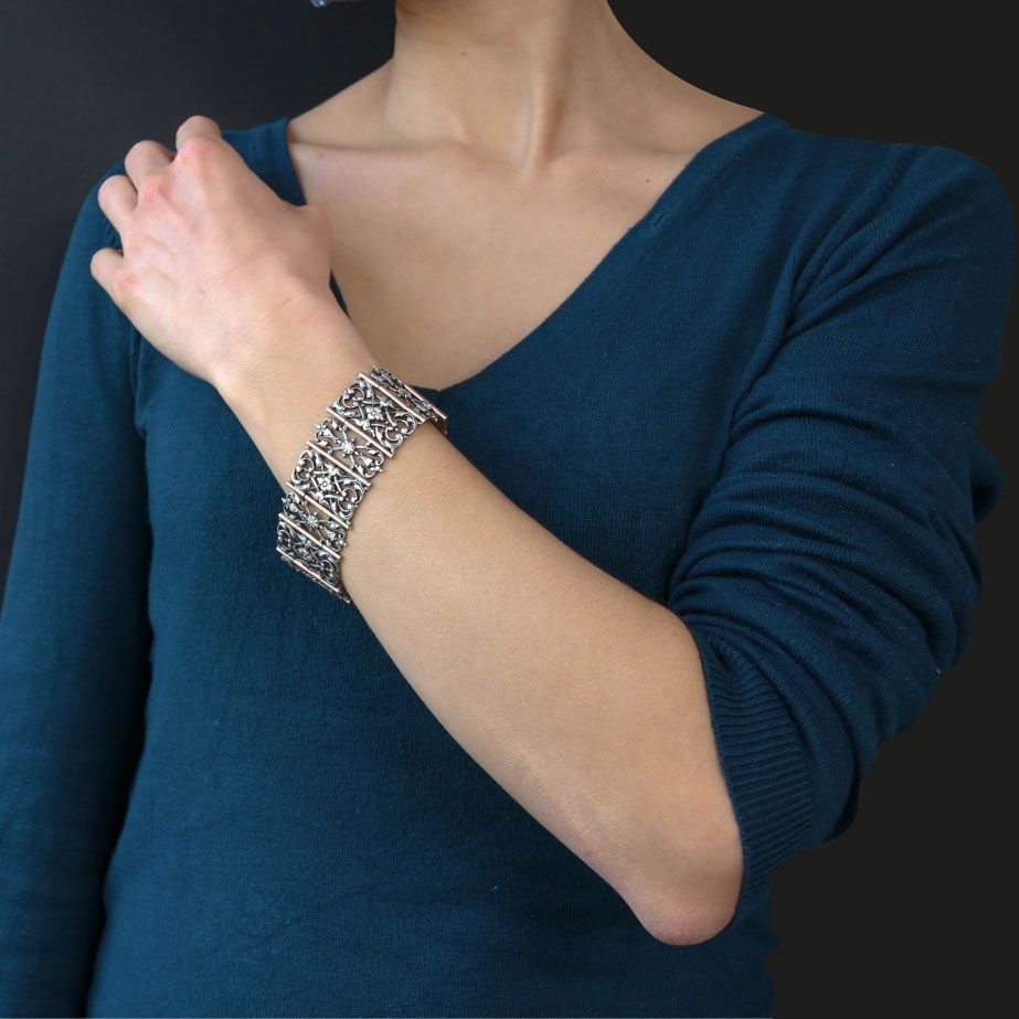 Bracelet ancien argent et vermeil - Castafiore