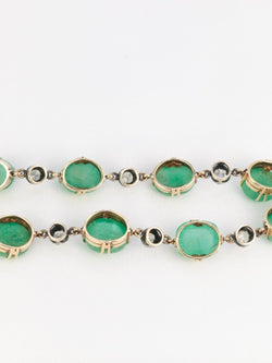 Bracelet ancien cabochons d'émeraudes or jaune diamants - Castafiore
