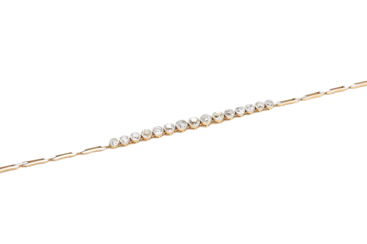 Bracelet ancien diamants en or jaune 18k - Castafiore